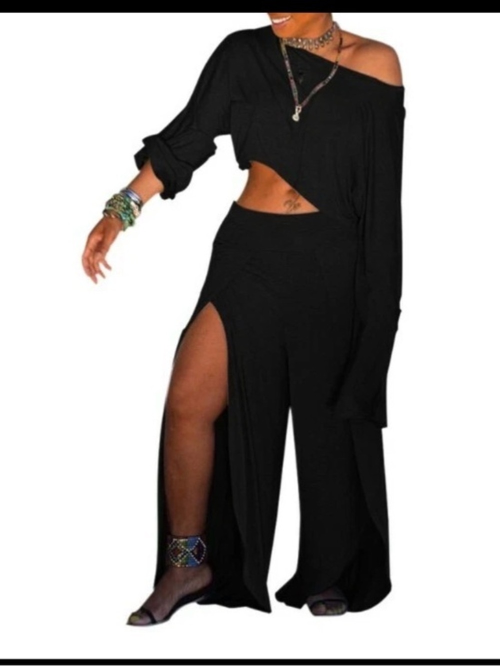 Elegant Black Women's 2 Piece Set